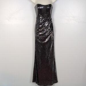 Lulus Strapless Mirror Sparkle Maxi Dress